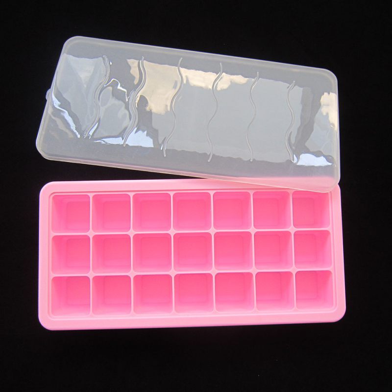 Ice Cube Trays with lid Containers Baby Food Ingredients Storage Case